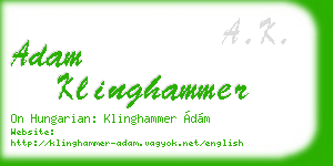 adam klinghammer business card