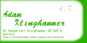 adam klinghammer business card